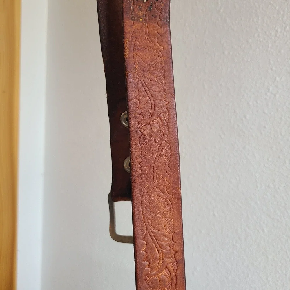 Genuine Leather Personalized MARVIN Sz 36 Brown Tooled Western Belt Rodeo Cowboy